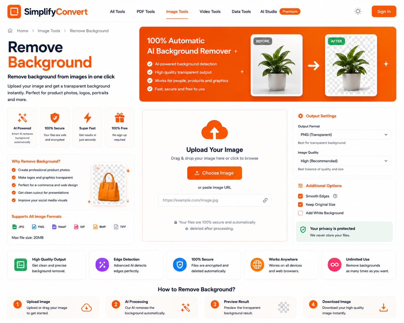 SimplifyConvert background removal tool for creating transparent image backgrounds